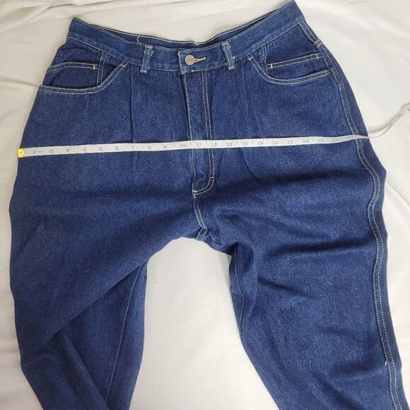 VINTAGE 80s mom jeans high rise dark wash pleated denim 12 - Picture 8 of 9